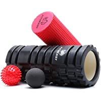 Los mejores  - Rodillo Masaje Muscular de Hule para Profundos-Set 2-en-1 de Rodillo de Espuma- Foam Roller de Hule para Masaje Muscular…